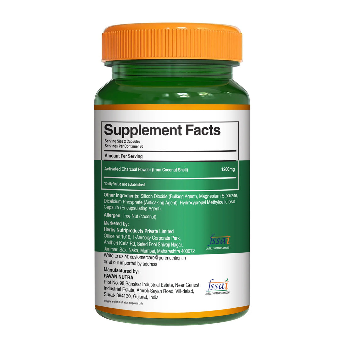 Gut Detox | Activated Charcoal (Supports Gut Detox) -Derived From Coconut Shells-1200mg-Supports Healthy Digestion – Improve  Digestive Environment -Free from Added Preservatives or Artificial Colors - Pure Nutrition - 60N Veg Capsules