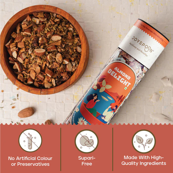 Mouth Freshener | Premium (Almond Delight) - No Supari, No Preservatives &amp;amp; No Artificial Flavour - Joyspoon - 100gm