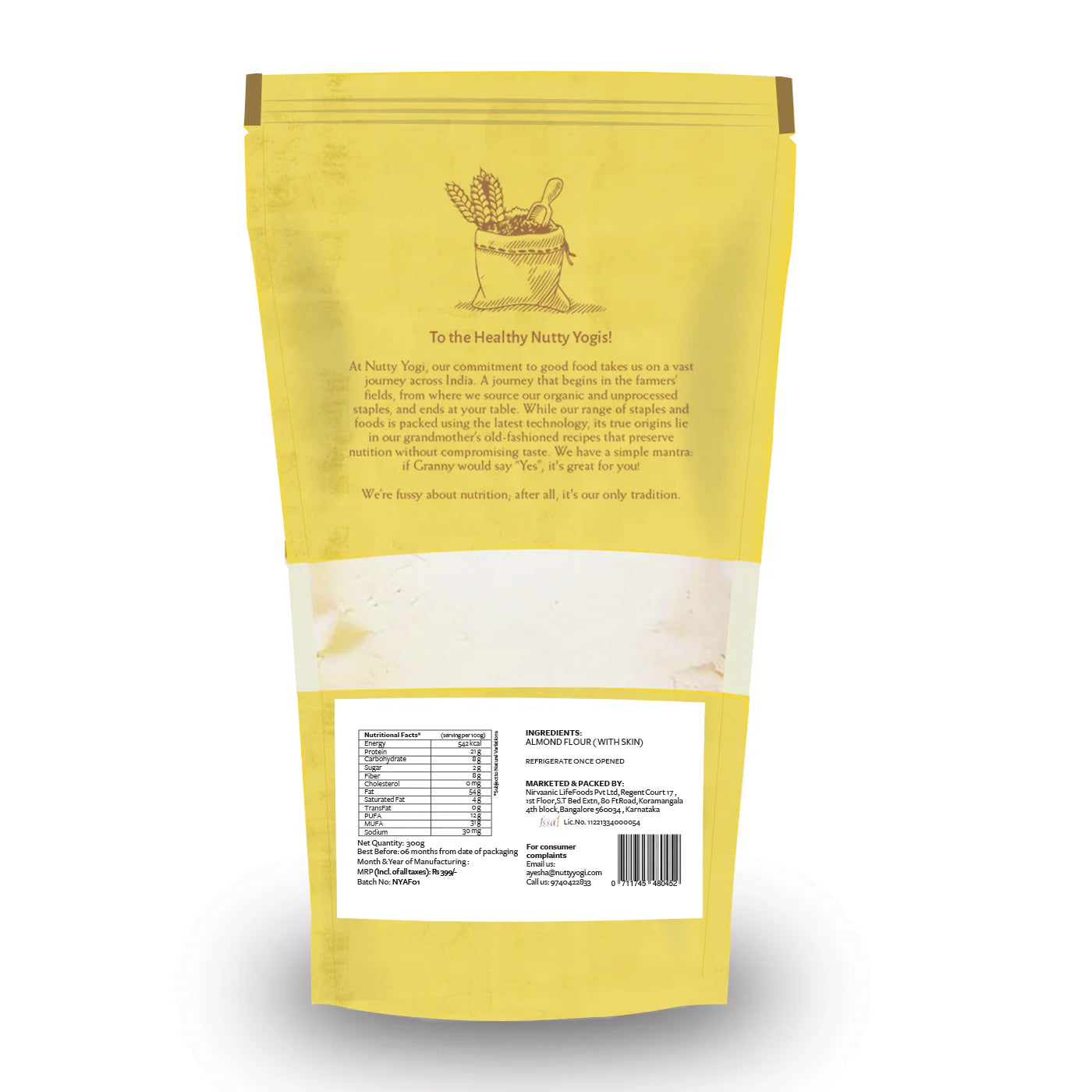 Flour | Low Carb Keto Flour - Natural - Gluten Free, Keto Friendly, High In Fiber, No Added Chemicals &amp; No Added Preservatives - Nutty Yogi - 500gm