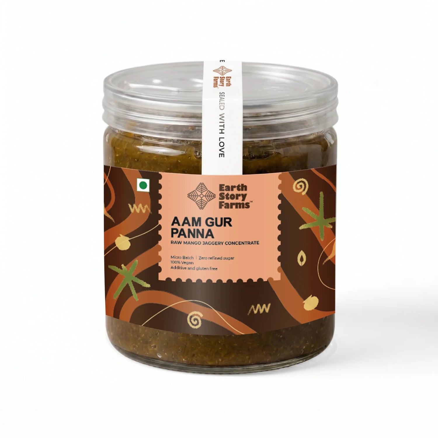 Aam Gur Panna (Raw Mango Jaggery Concentrate) -Gluten Free, Additive - No Preservative, Zero Refined Sugar - Earth Story Farms- 350gm