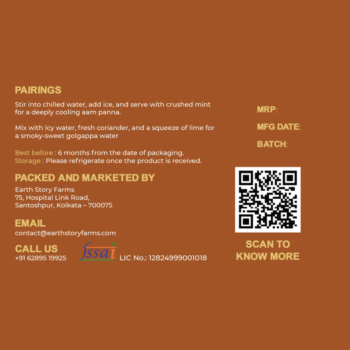 Aam Gur Panna (Raw Mango Jaggery Concentrate) -Gluten Free, Additive - No Preservative, Zero Refined Sugar - Earth Story Farms- 350gm