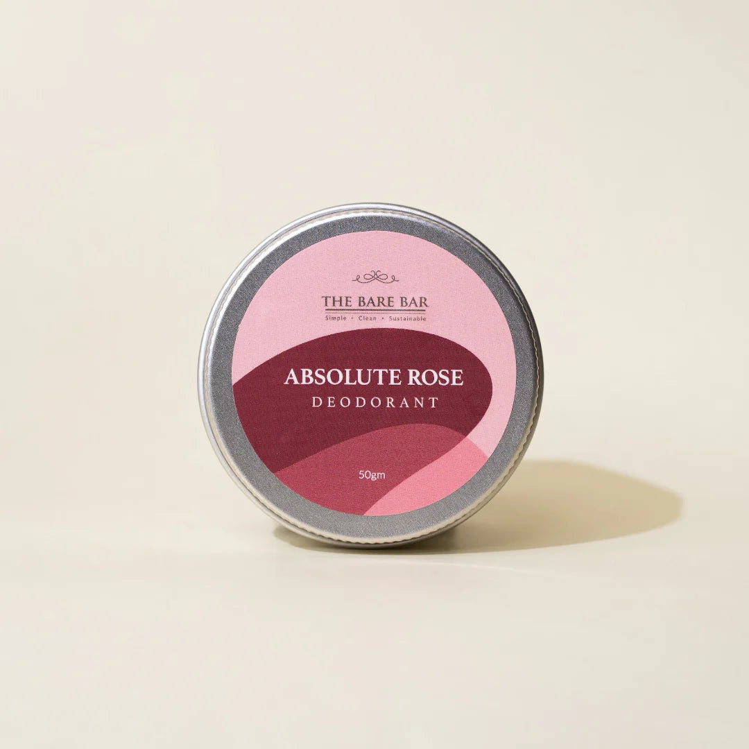 Deodorant | Absolute Rose - Vegan,  No Artificial Fragrances, Parabens Free &amp; No Added Preservatives - The Bare Bar – 50gm