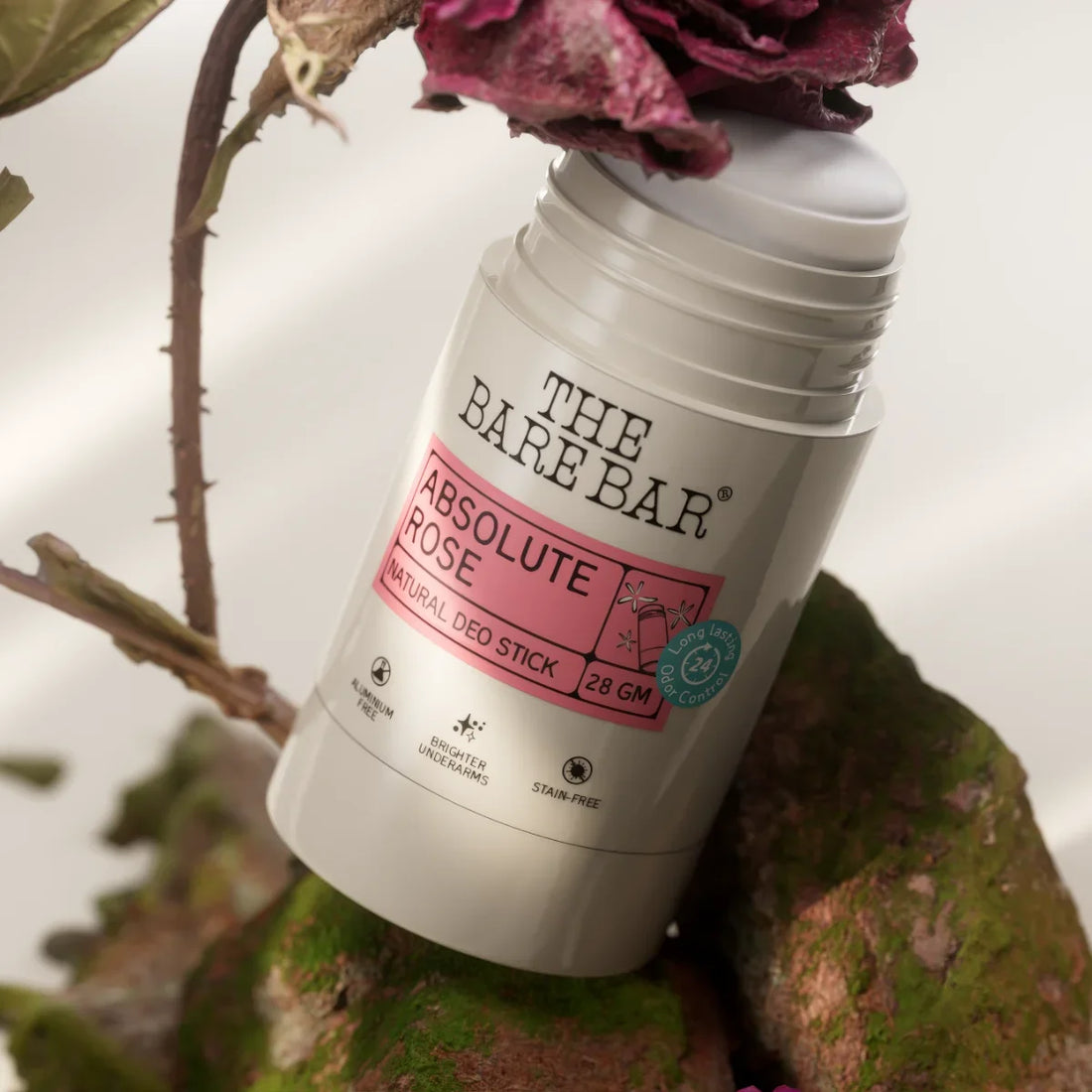 Deodorant | Absolute Rose – Vegan, No Artificial Fragrances, Parabens Free & No Added Preservatives – The Bare Bar – 75gm