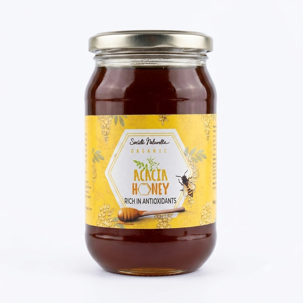 Honey | Acacia Honey - Rich in Antioxidants - 100% Pure Honey, No sugar Adulteration, Natural Immunity booster-No Added Preservatives -Societe Naturelle- 250gm