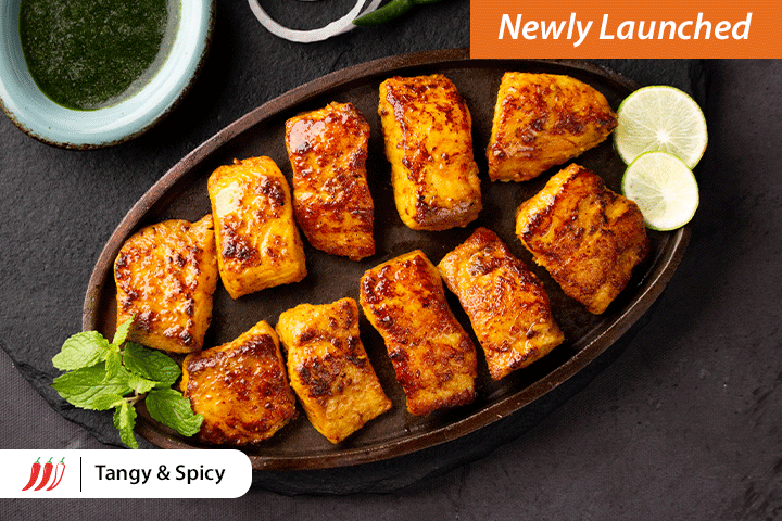 Fresh Basa Fillet | Achari Fish Tikka - Marinated - Antibiotics And Hormone Free - No Added Preservatives & No Added Flavour Enhancer - Nature’s Soul – 250gm