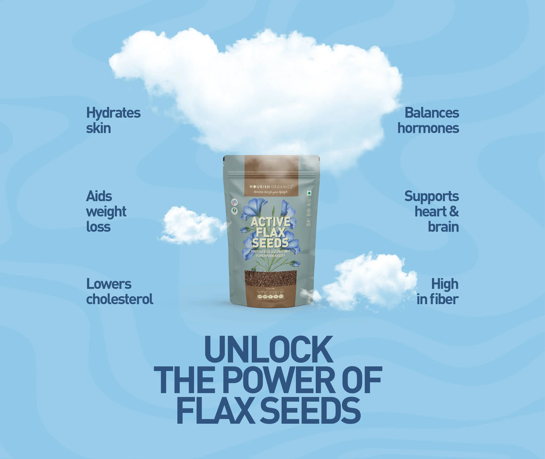 Flax Seeds  | Active Flax Seeds - Ideal For Baking - High In Omega 3 &amp; No Added Preservatives - Nourish Organics - 500gm