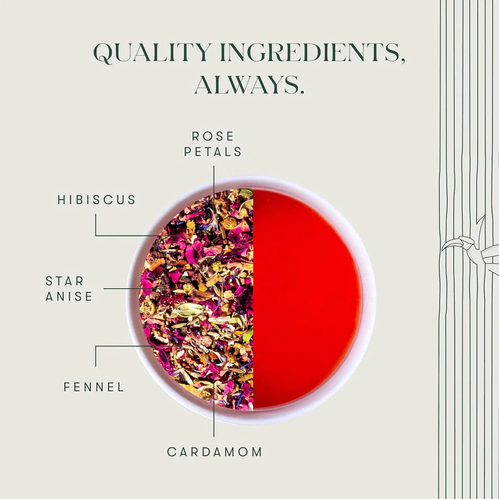 Tea | African Rose (Rose Hibiscus Herbal Tea) - Fruity Flavor - USDA Organic - Caffeine Free - Luxmi Estates - 25 Tea Bag