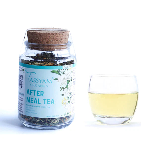 Tea | After Meal (Digestive Green Tea) - Blend With Spearmint & Fennel - Natural - No Artificial Flavors - Tassyam Organics - 35gm