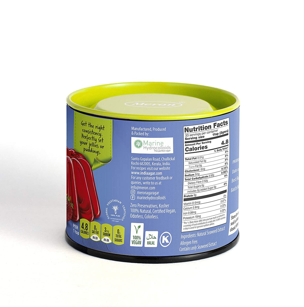 Agar Agar Powder – Vegan &amp;amp; Gluten Free – Meron – 100gm