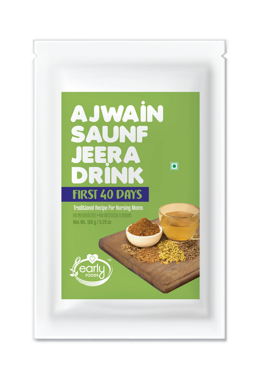 Ajwain Saunf Jeera Drink | (Made From Ancient Indian Super Foods) – Traditional Recipe For Nursing Moms – No Artificial Color & No Preservatives – Early Food – 150gm
