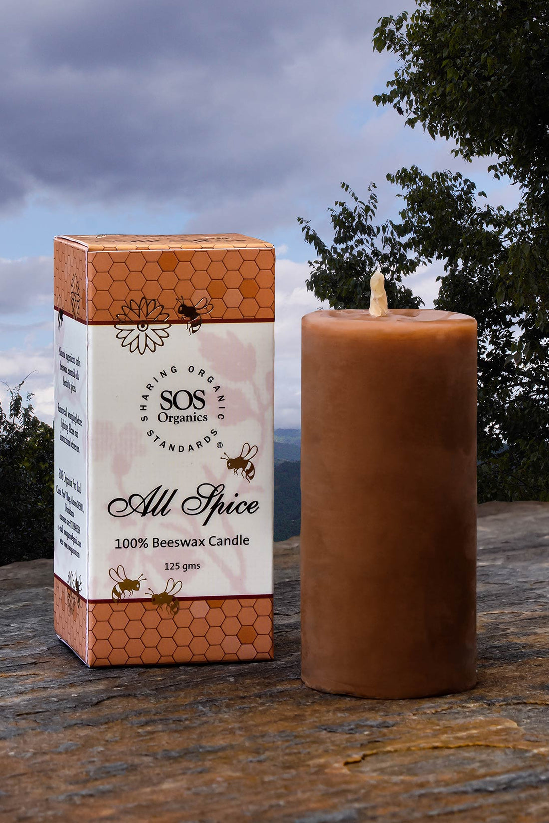 Candle | Allspice 100% Beeswax Candle - Sos Organic - 125gm