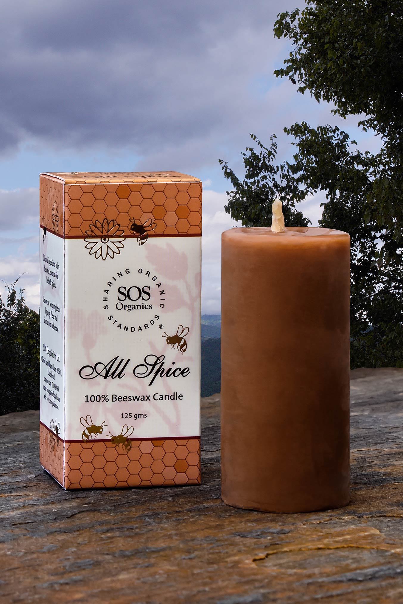 Candle | Allspice 100% Beeswax Candle - Sos Organic - 125gm