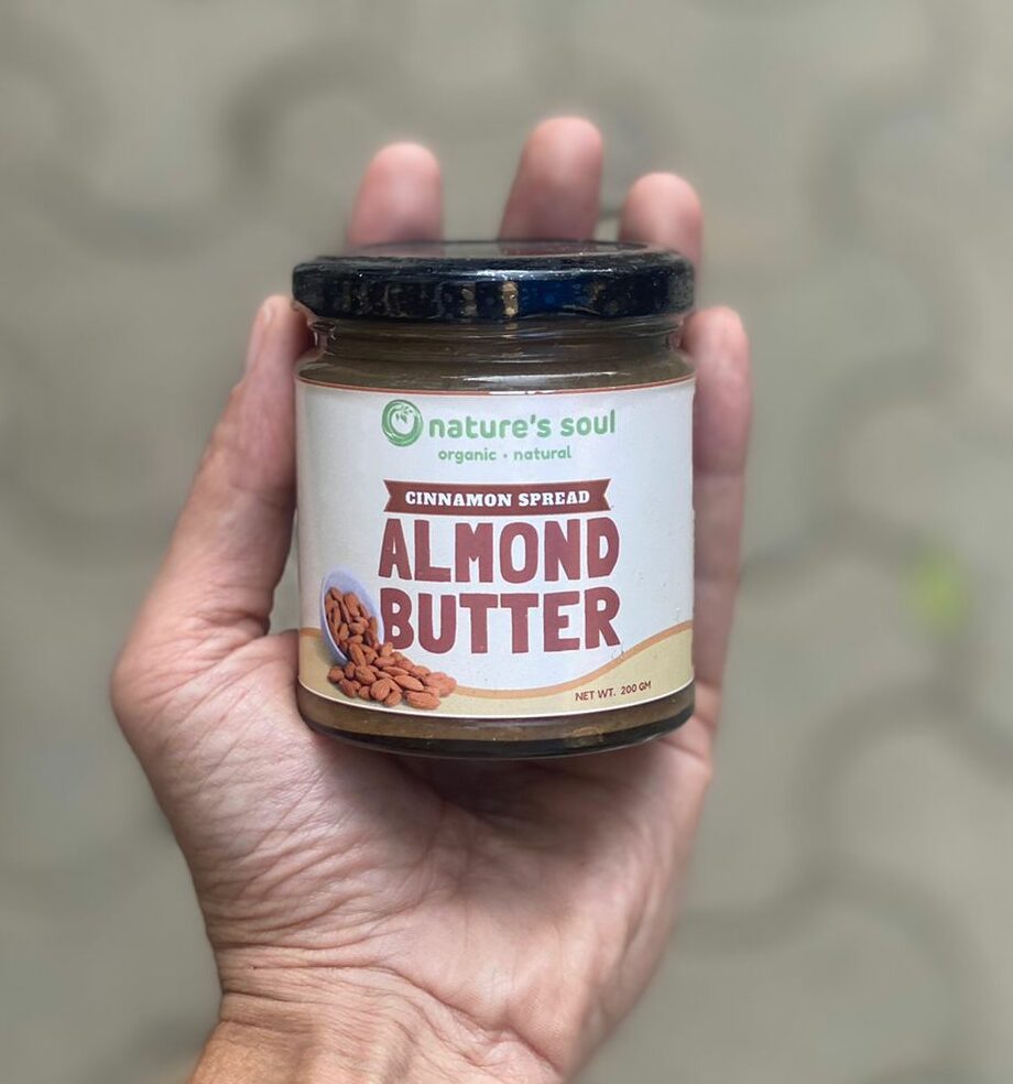 Almond Butter | Cinnamon Spread (Made From Certified Organic Almonds) - Vegan, Gluten Free, No Preservatives, Artificial Flavor, Palm Oil & No Gmo Almonds - Nature’s Soul – 200gm