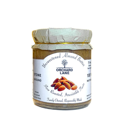 Almond Butter | Unsweetened - Vegan, Gluten Free, No Added Oil &amp; No Preservatives - Orchard Lane - 200gm
