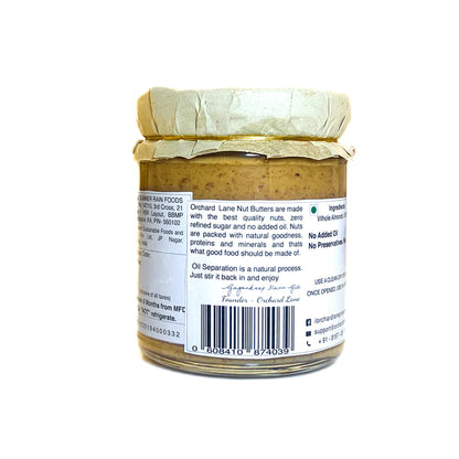 Almond Butter | Unsweetened - Vegan, Gluten Free, No Added Oil &amp; No Preservatives - Orchard Lane - 200gm