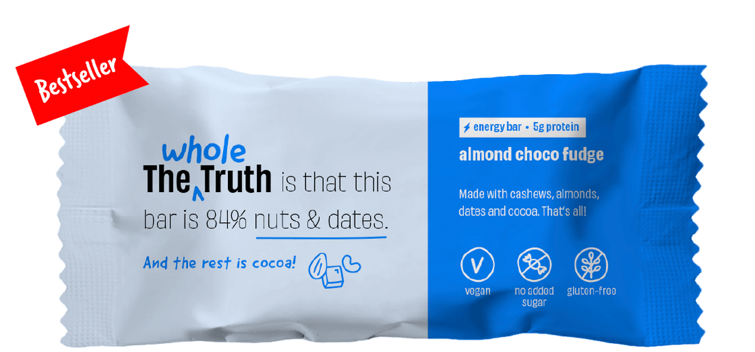 Almond Choco Fudge Bar - Vegan, Gluten Free, Dairy Free & No Added Sugar – The Whole Truth – 40gm