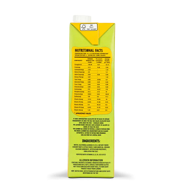Almond Drink | Barista Edition (Made Using Californian Almonds) – 80% More Protein &amp;amp; Dietary Fibers – Cruelty Free, Soya Free, Non Gmo, No Added Sugar, Preservatives, Cholesterol, No Artificial Flavors &amp;amp; Colors – VDC – 180ml