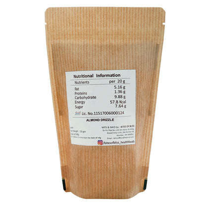 Almond Drizzle | Roasted - Gluten Free, No Added Sugar &amp; No Added Preservatives - Bites Of Bliss - 150gm