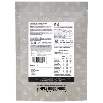 Almond Flour  | California - Unblanched (With Skin) - Baking Essentials - Gluten Free - Urban Platter - 1000gm