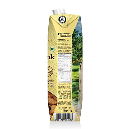 Almond Milk | Unsweetened – Vegan, Gluten Free, Dairy Free, Soy Free &amp; Carrageenan Free – 137 Degrees – (Box Of 12) – 1000ml