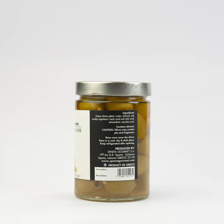 Green Olives | Almond Stuffed - Vegan, Gluten Free &amp; Sugar Free - Sparta Gourmet - 580gm