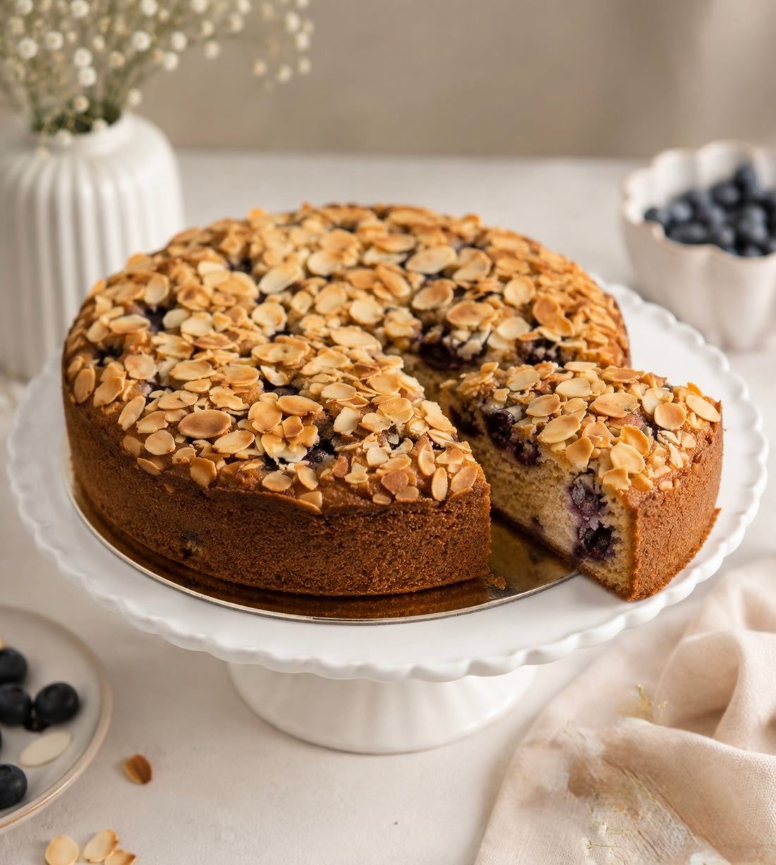 Cake | Almond Blueberry Cake - Vegan, Gluten Free &amp; Refined Sugar Free - Nature&