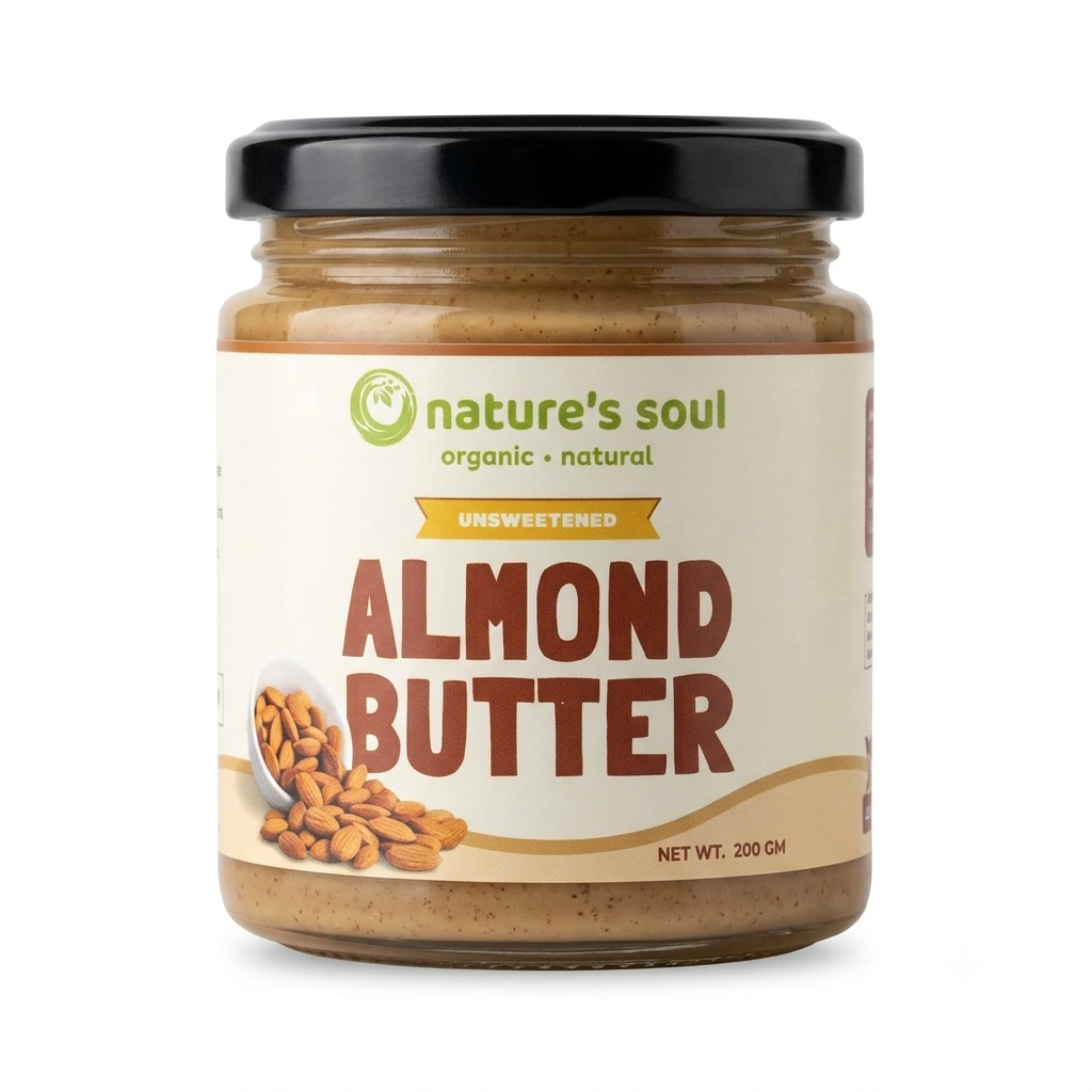 Almond Butter | Unsweetened - No Preservatives, No Palm Oil, No Artificial Flavour, Non GMO Almonds - Nature&