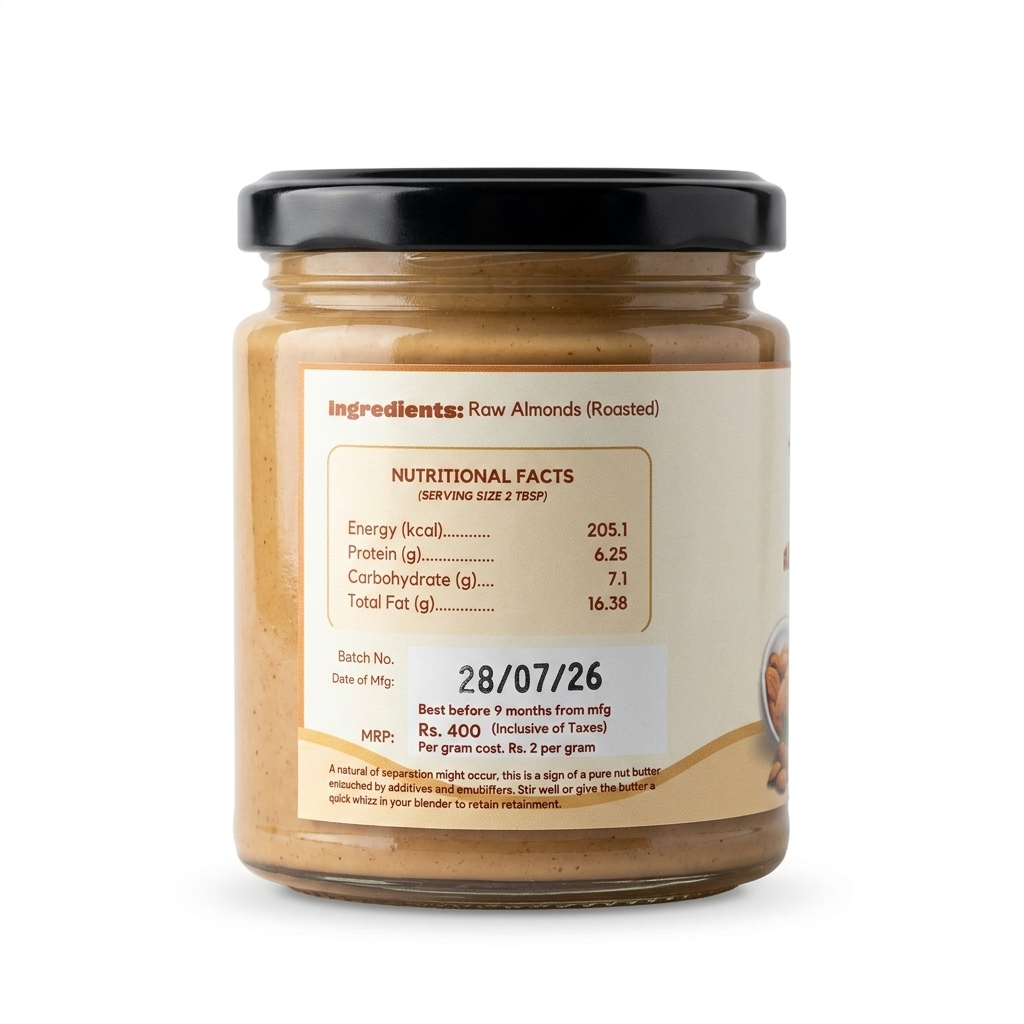 Almond Butter | Unsweetened - No Preservatives, No Palm Oil, No Artificial Flavour, Non GMO Almonds - Nature&