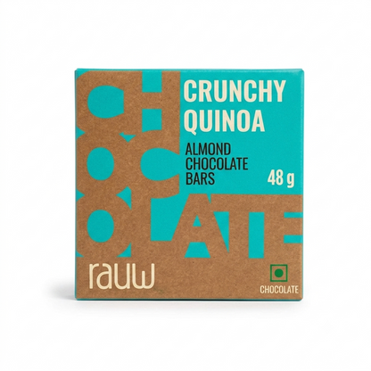 Chocolate | Almond Chocolate Bars (Crunchy Quinoa)- 100% Plant Based  - No  Preservative, artificial flavors or emulsifiers - Rauw - 48gm