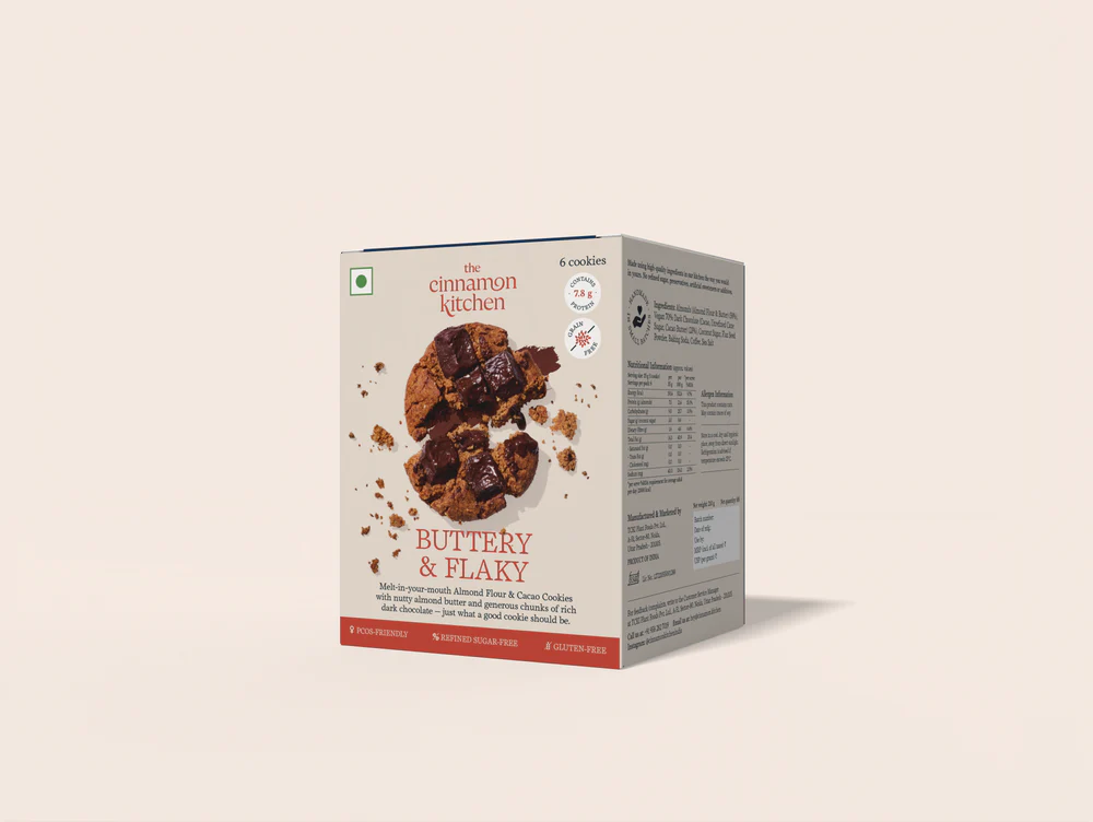 Cookies | Almond Flour &amp; Cacao Cookies - Buttery &amp; Flaky - Vegan, Gluten Free, Refined Sugar Free &amp; PCOS Friendly - The Cinnamon Kitchen - Pack of 5