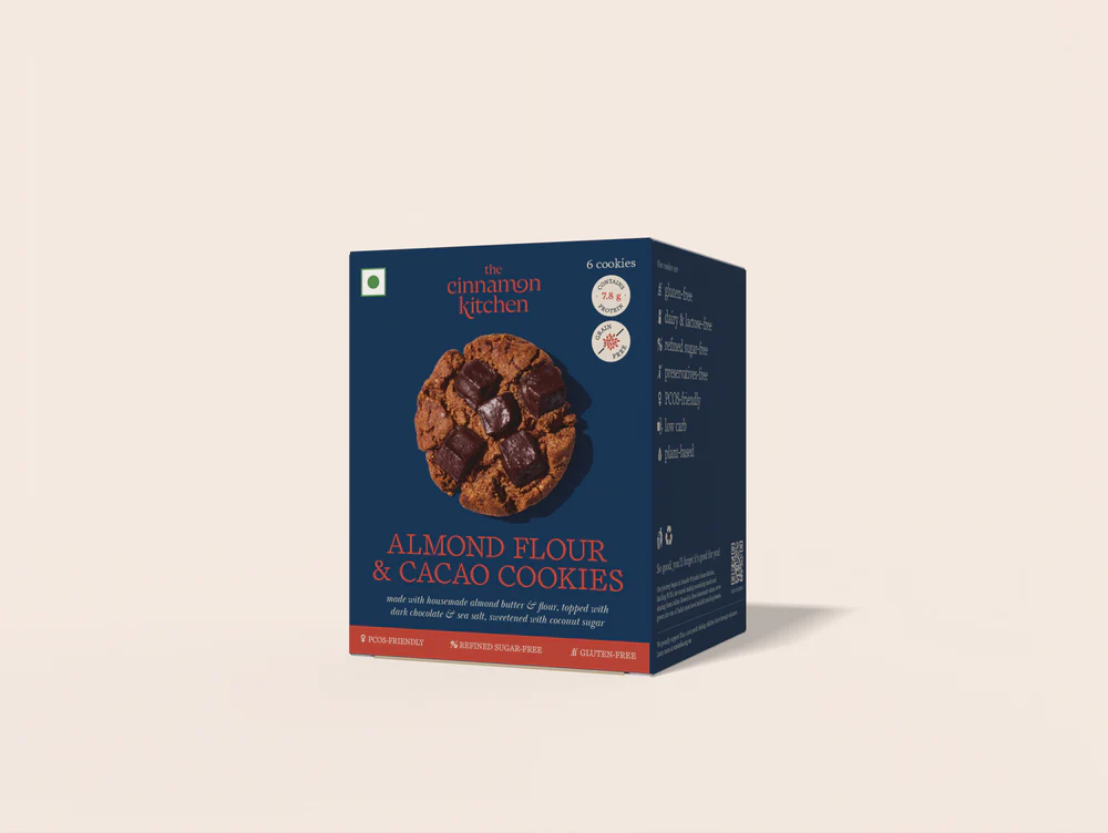 Cookies | Almond Flour &amp; Cacao Cookies - Buttery &amp; Flaky - Vegan, Gluten Free, Refined Sugar Free &amp; PCOS Friendly - The Cinnamon Kitchen - Pack of 5