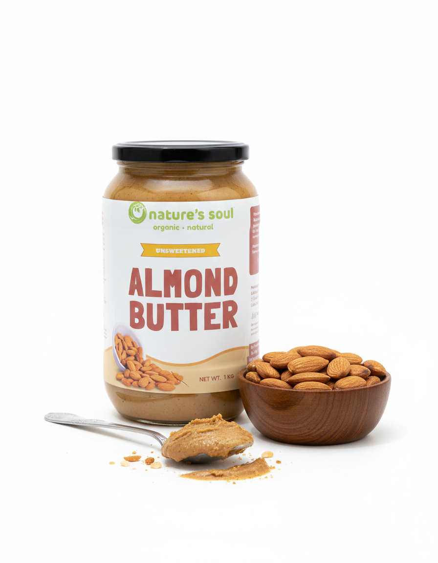 Almond Butter - Unsweetened - Made from Certified Organic Almonds - Nature&