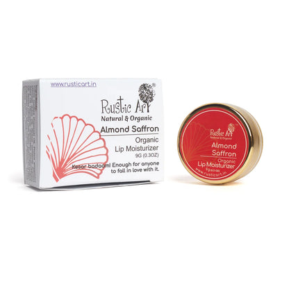 Moisturizer | Almond Saffron Lip Moisturizer-100% natural oils and butters-Vegan - No preservatives - Rustic Art - 9gm