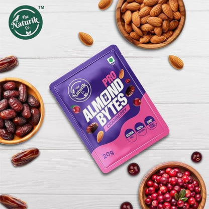 Almond bytes | Cranberry (Sweetened With Dates) - Pro - 100% naturalGluten Free &amp; No Added Sugar - The Naturik Co - 20gm