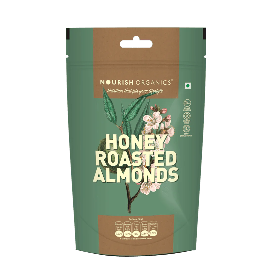 Almonds | Honey Roasted Almonds - Gluten Free, Keto Friendly & High Protein - Nourish Organics -100gm