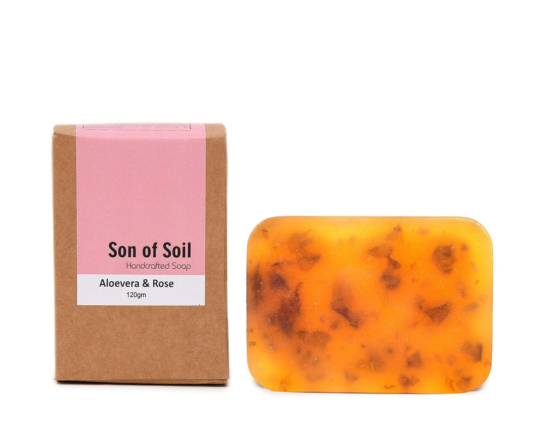 Soap | (Aloe Vera & Rose) - Handcrafted - Son Of Soil - 120gm