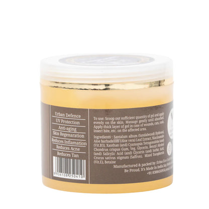 Aloe Vera Sandal Saffron Gel - Natural &amp; Organic - Vegan - Rustic Art - 100gm