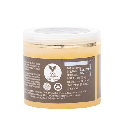 Aloe Vera Sandal Saffron Gel - Natural &amp; Organic - Vegan - Rustic Art - 100gm