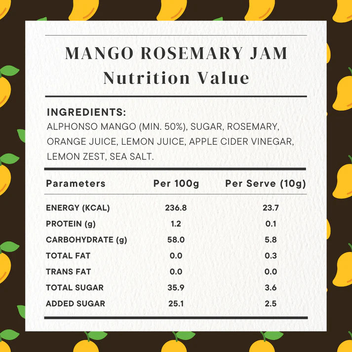 Preserve | Alphonso Mango &amp; Rosemary Preserve (Home Made With Probiotic Goodness) – 100% Natural - No Added Colour &amp; No Added Preservatives – Golden Grass – 200gm