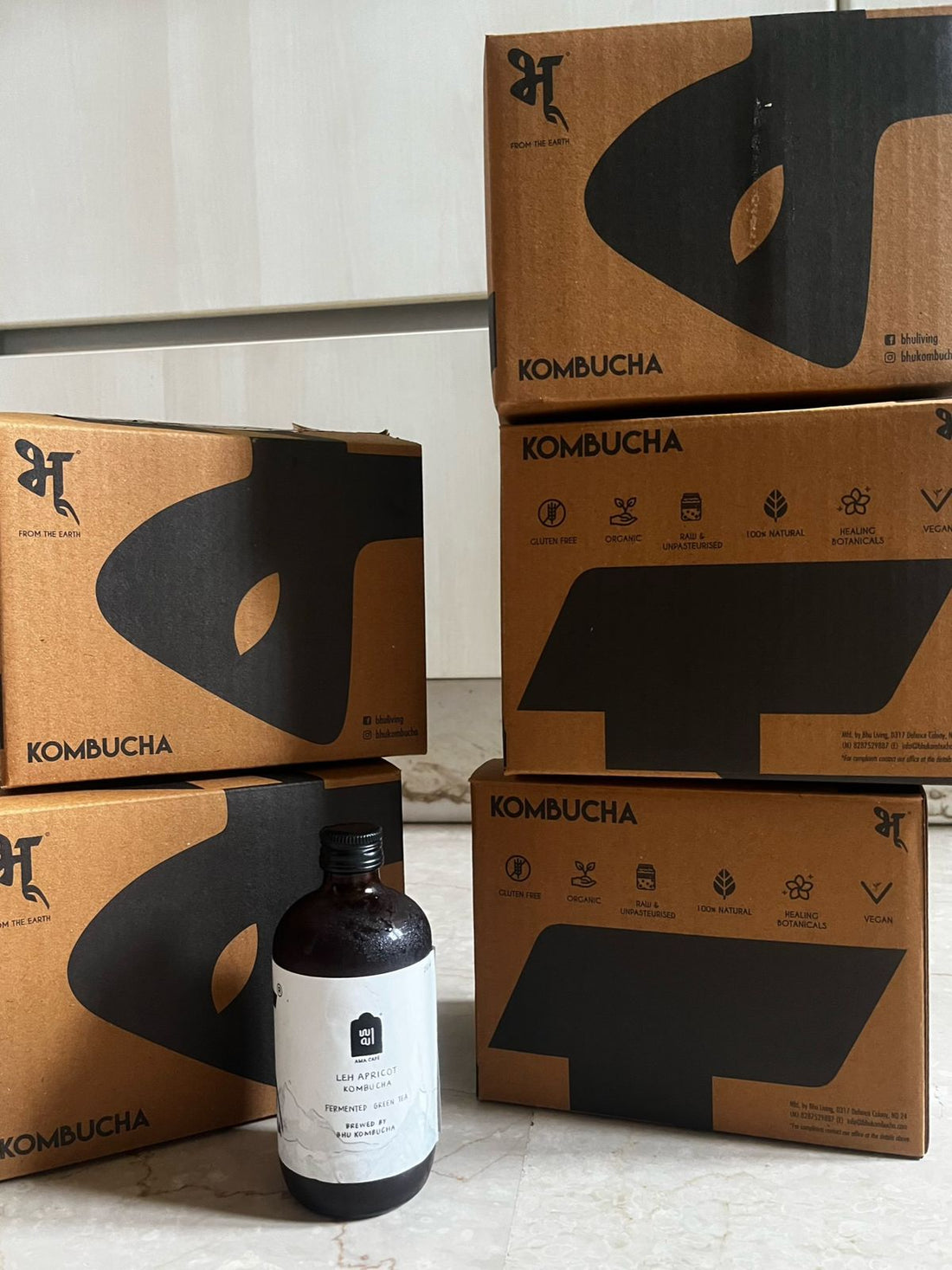 Kombucha | Ama Leh Apricot - Unpasteurized - Natural - No Artificial Flavor & Preservatives - Bhu - 250ml