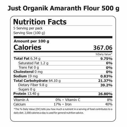 Amaranth Flour | Rich In Calcium - Just Organik - 500gm