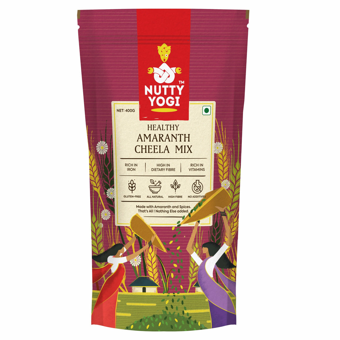 Amaranth Cheela Mix – Gluten Free, High In Protein &amp; Dietary Fibre - Nutty Yogi – 400gm