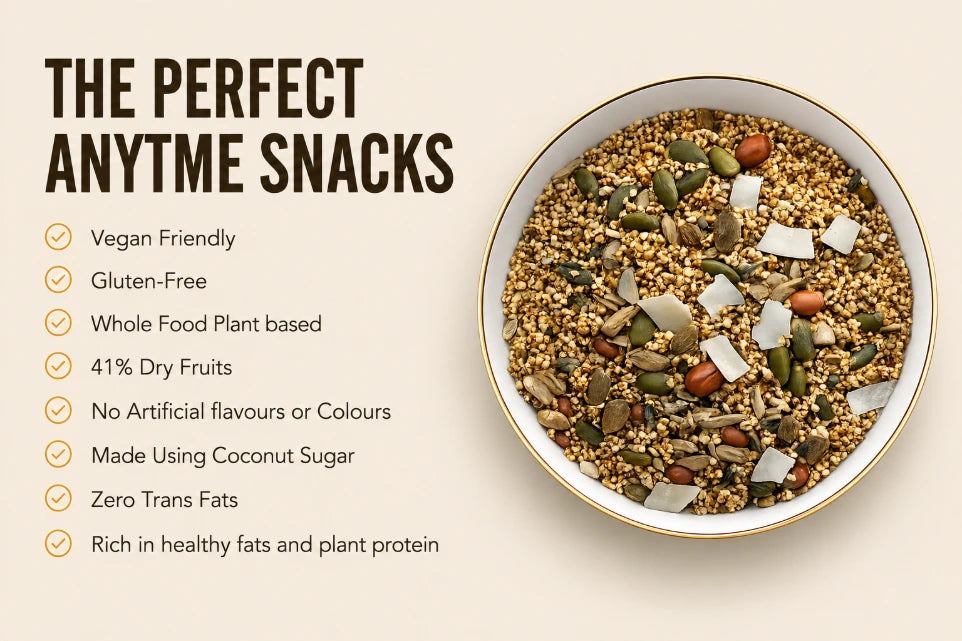 Chivda | Amaranth Chivda (41% nuts-seeds) Granola - Lite Savoury -Plant Based, Gluten Free, Vegan Friendly, Made using Coconut Sugar- No Preservatives, No Added Refined Sugar, Zero Trans Fats -The Nibble box- 300gm