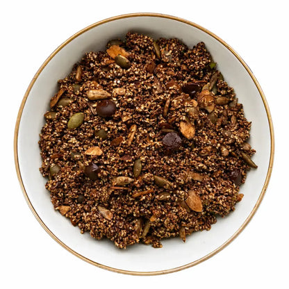 Amaranth Choco Crunch Granola(48% Dry Fruits &amp; Belgian Dark chocolate) -Plant Based, Gluten Free, Vegan Friendly-No Added Refined Sugar, Zero Trans Fats -The Nibble box- 300gm