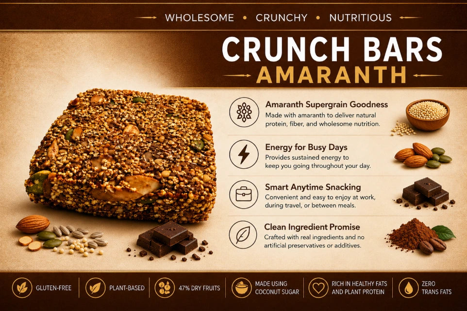 Bar | Amaranth Crunch Bars - 47% nuts-seeds- Gluten free, Vegan -Zero Trans Fats , No Preservatives -The Nibble Box - 25gm