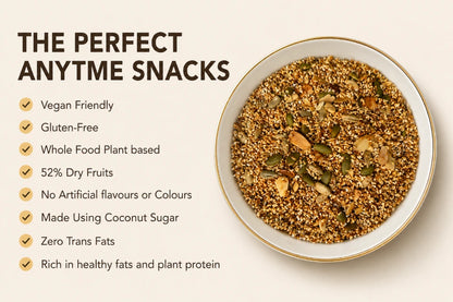 Amaranth Pro+ (52% Nuts-Seeds- Dried Fruit)  Granola -Plant Based, Gluten Free, Vegan Friendly-No Added Refined Sugar, Zero Trans Fats -The Nibble box- 300gm