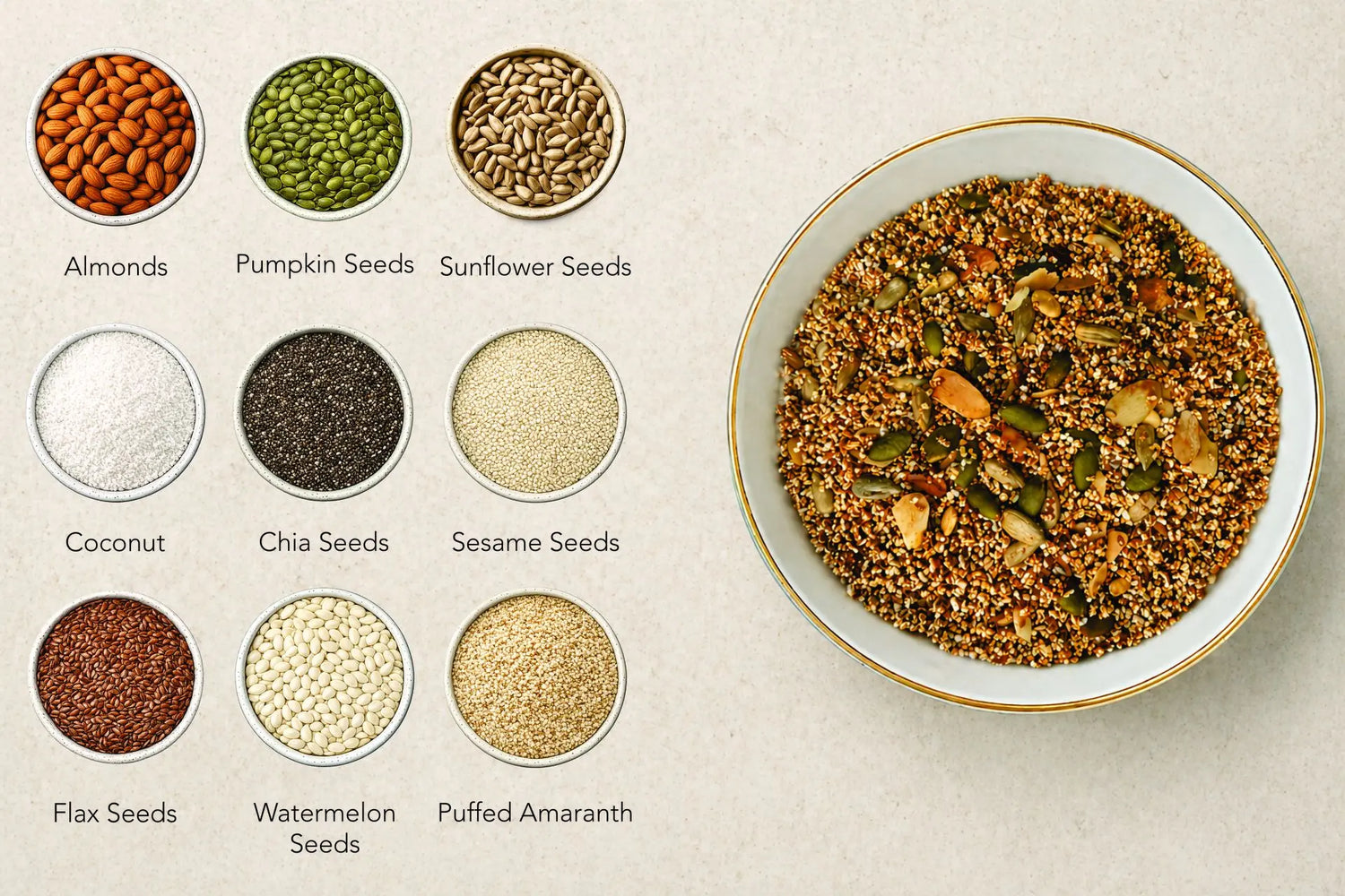 Amaranth Pro+ (52% Nuts-Seeds- Dried Fruit)  Granola -Plant Based, Gluten Free, Vegan Friendly-No Added Refined Sugar, Zero Trans Fats -The Nibble box- 300gm