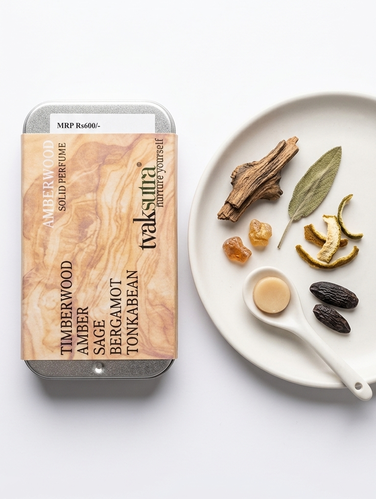 Solid Perfumes | Amberwood Solid Perfume (Woody) -  Long Lasting Freshness - Tvaksutra