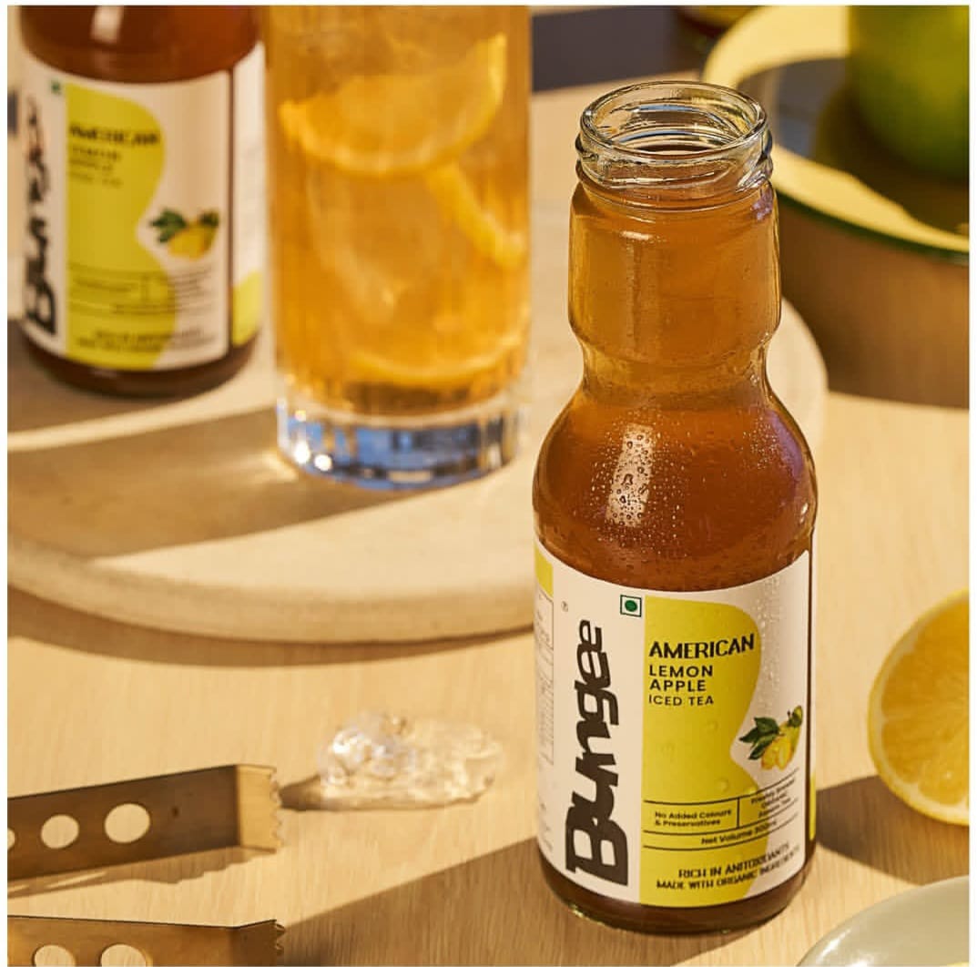 Iced Tea | American Lemon Apple Iced Tea (Made With Organic Ingredients) - Ready To Drink - Non Carbonated - No Added Colours & No Added Preservatives - Bungee - 300ml