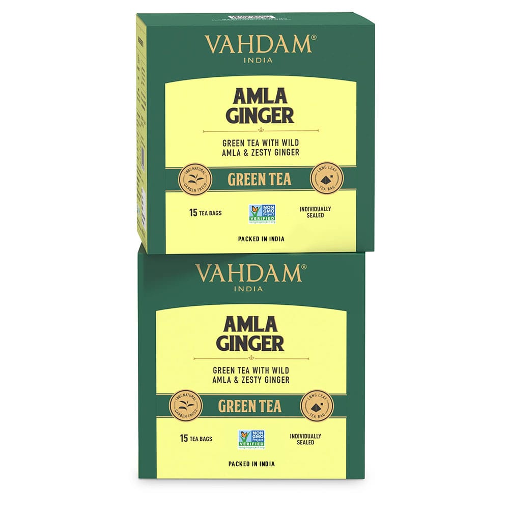Amla Ginger Green Tea – Vahdam – 15 Tea bags